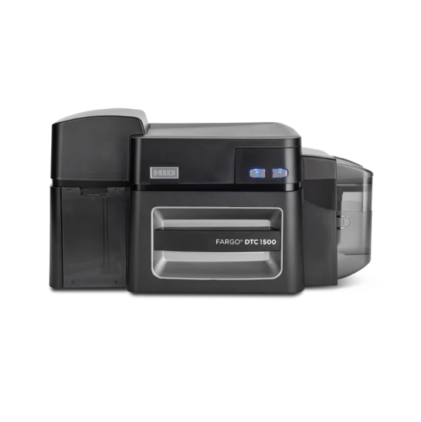 نمای جلویی چاپگر کارت شناسایی HID Fargo DTC1500 که برای صدور کارت‌های امن و مقرون به صرفه طراحی شده است.